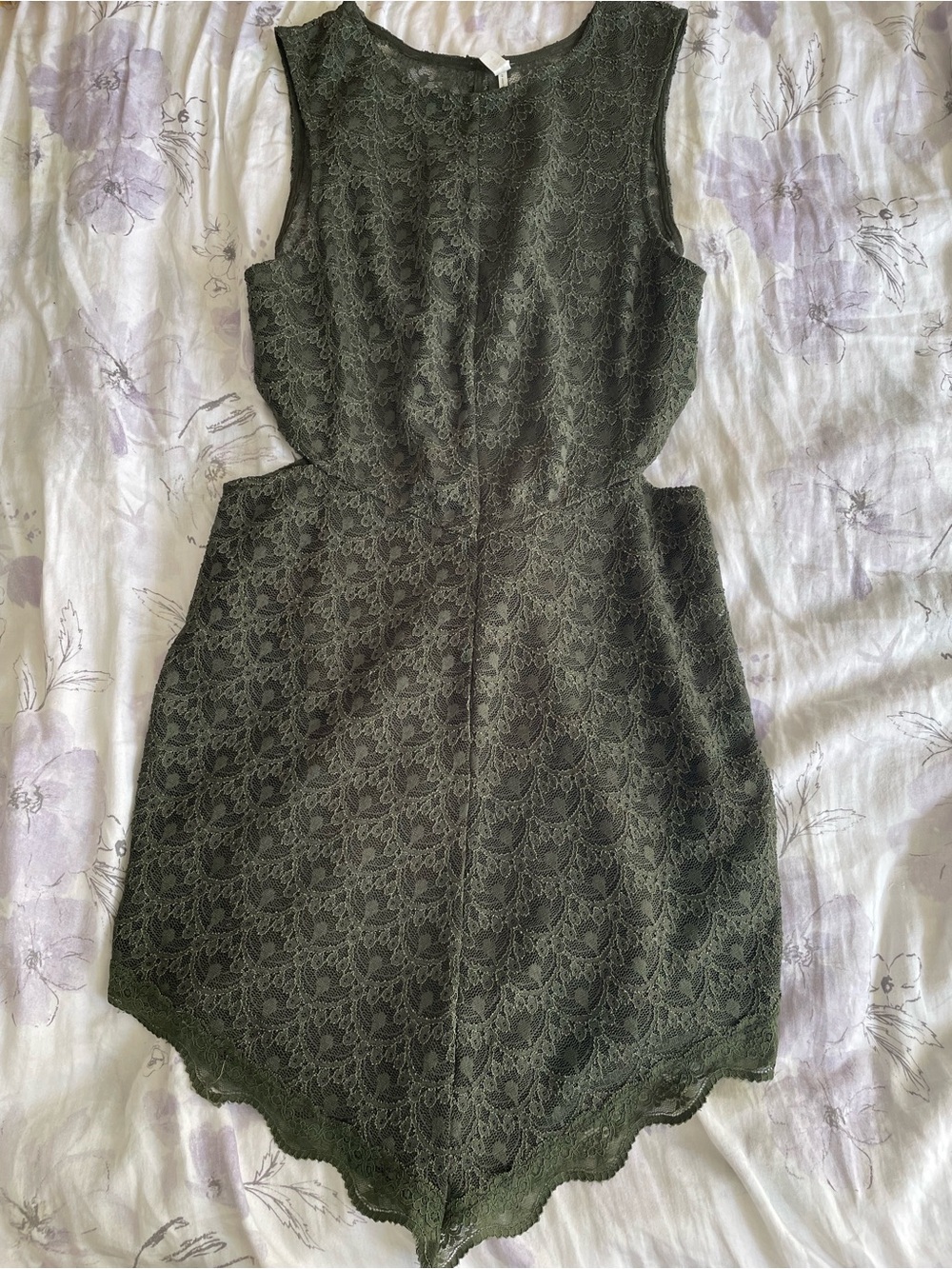 Free People Intimates L Sleeveless Olive Lace Romper Dress